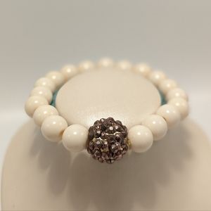 Chunky Cream Bracelet w/ Studded Bead